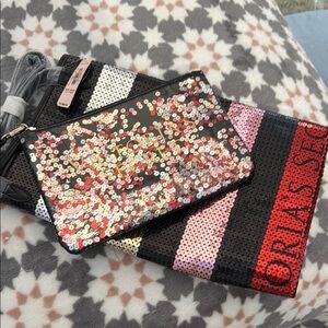 VS Sequin Tote and wristlet NWT